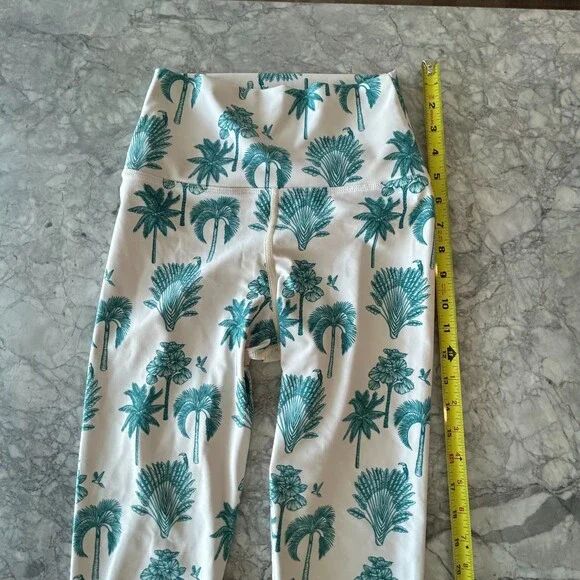 Beach Riot Palm Tree Print Mesh Leggings White Blue Small - Picture 6 of 9